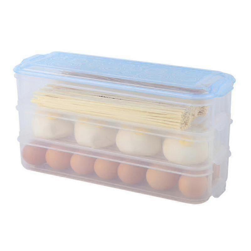 Plastic Multi-layer Crisper With Lid Rectangular Food Container Kitchen Storage Box (random Color, 3 Box+1 Lid)