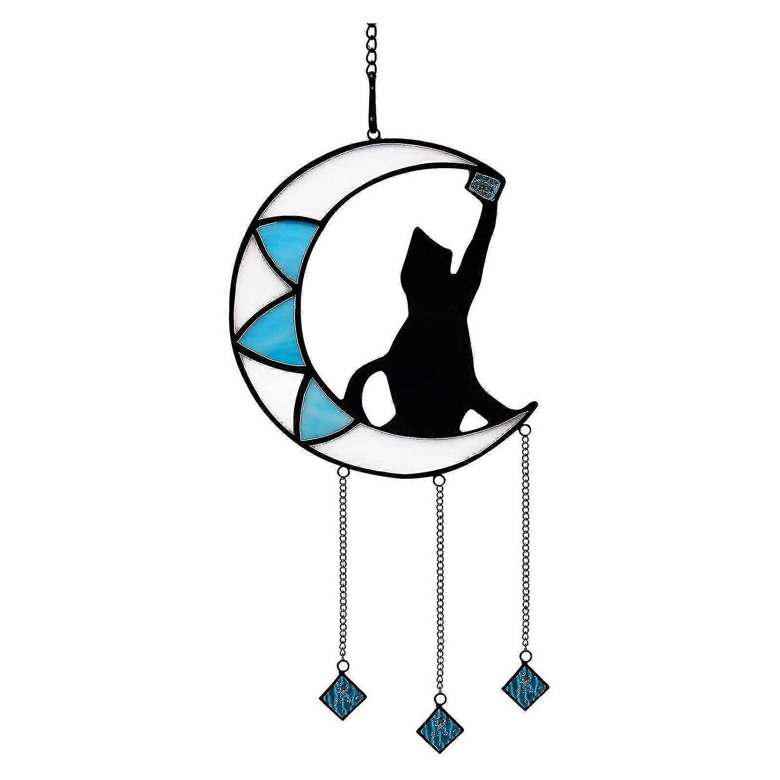Dog Memorial Gifts For Dog Lovers,dog On Moon Stained Glass Window Hanging