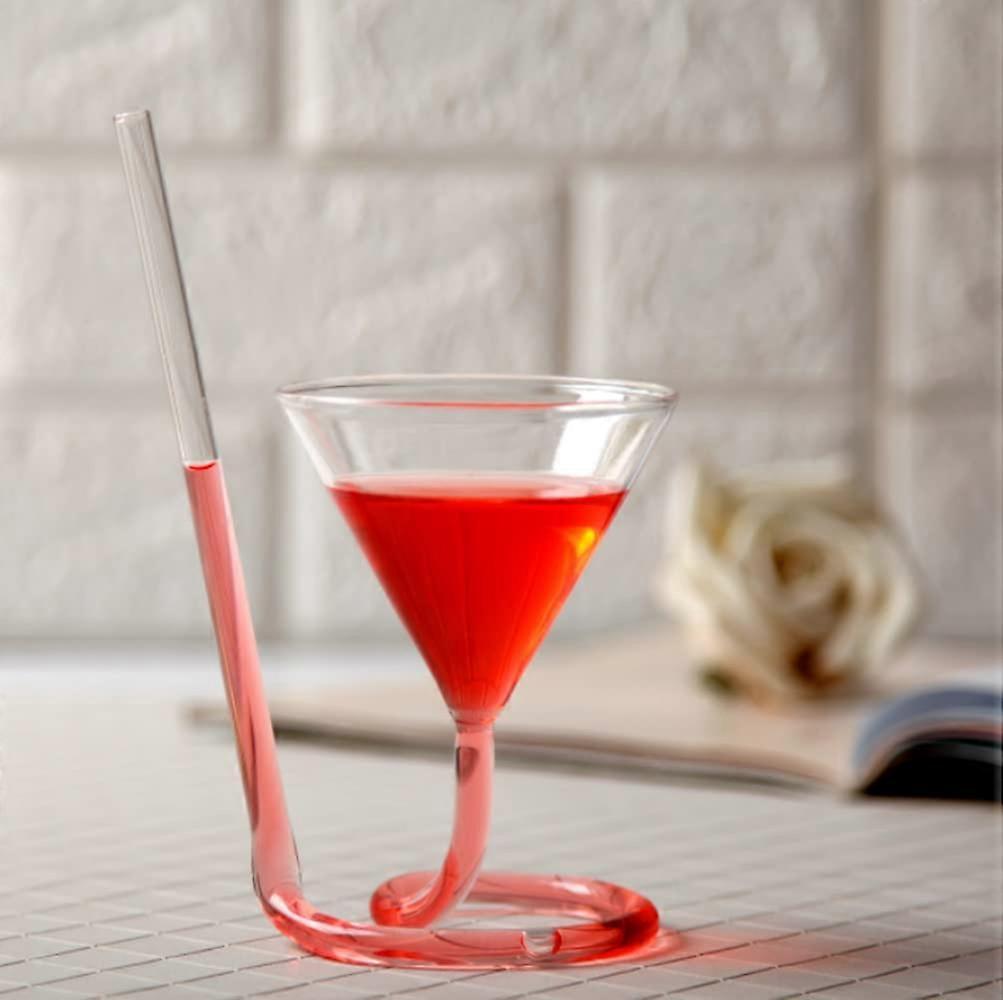 3.7Oz(110ML) Capacity Cocktail Glass, Creative Spiral Straw Glass, Transparent Champagne/Martini Red Cup, Used for Home, Bar, Party etc.