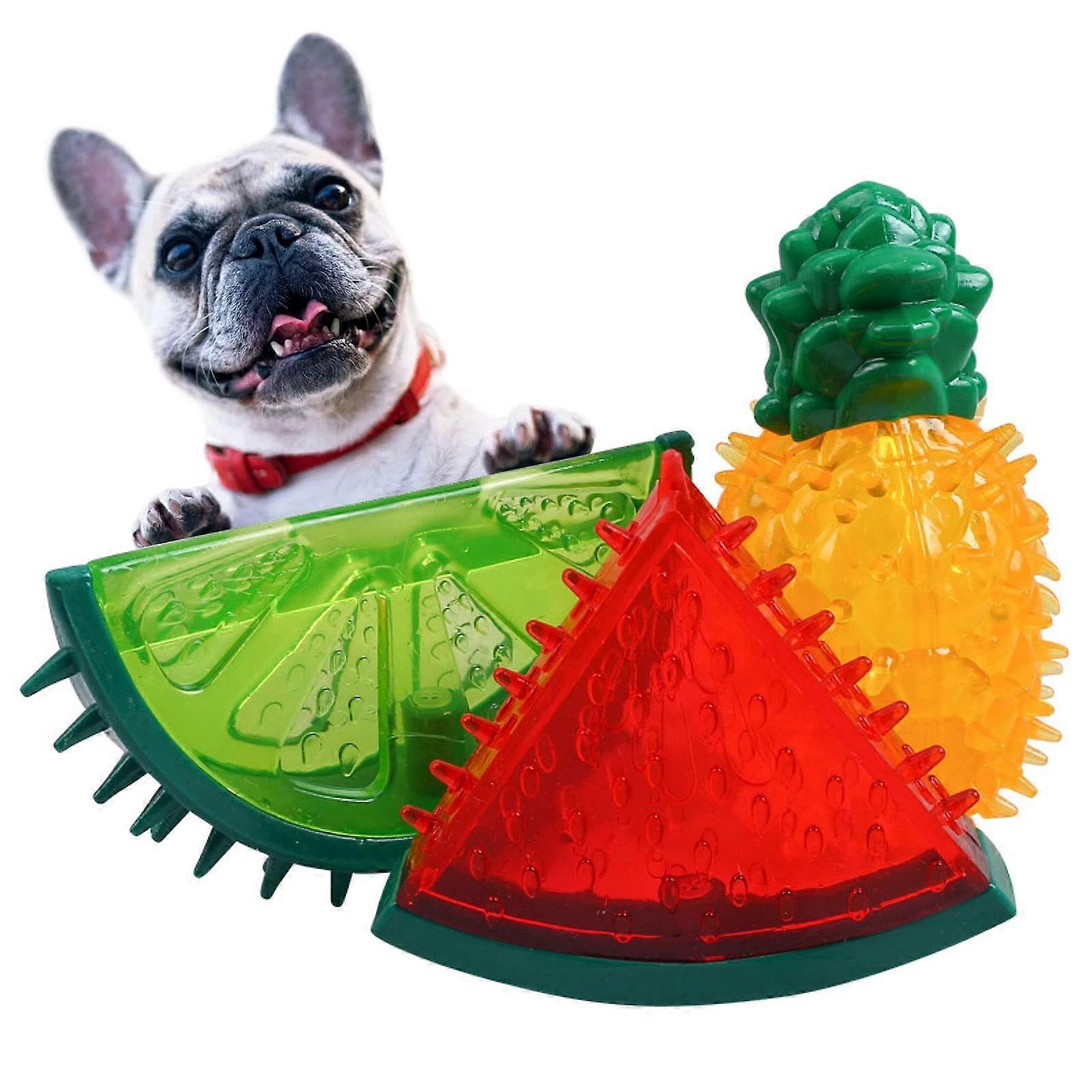 Dog Cooling Chew Toys 3 Pcs Pack for Puppies, Interactive Frozen Squeaky Toys for Small and Medium Pets, Teething Training Tools