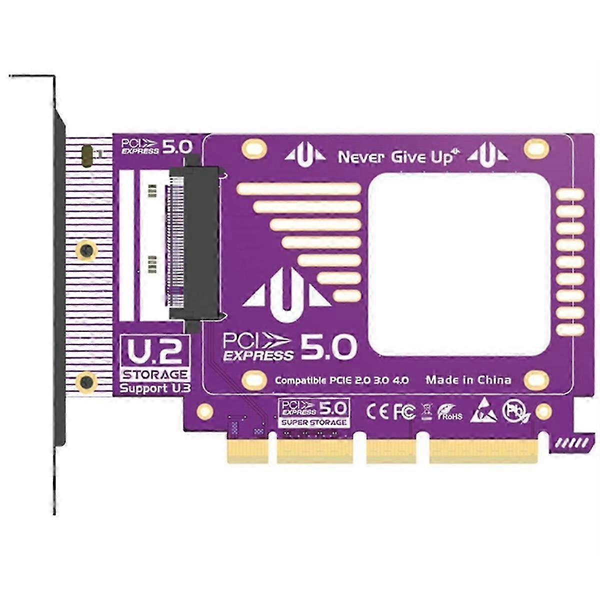 PCIe 5.0 to U.2(SFF-8639) Adapter, 128Gbps GEN5 U.2 SSD to PCIE X4 X8 X16 Expansion Card compatible with PCIe 4