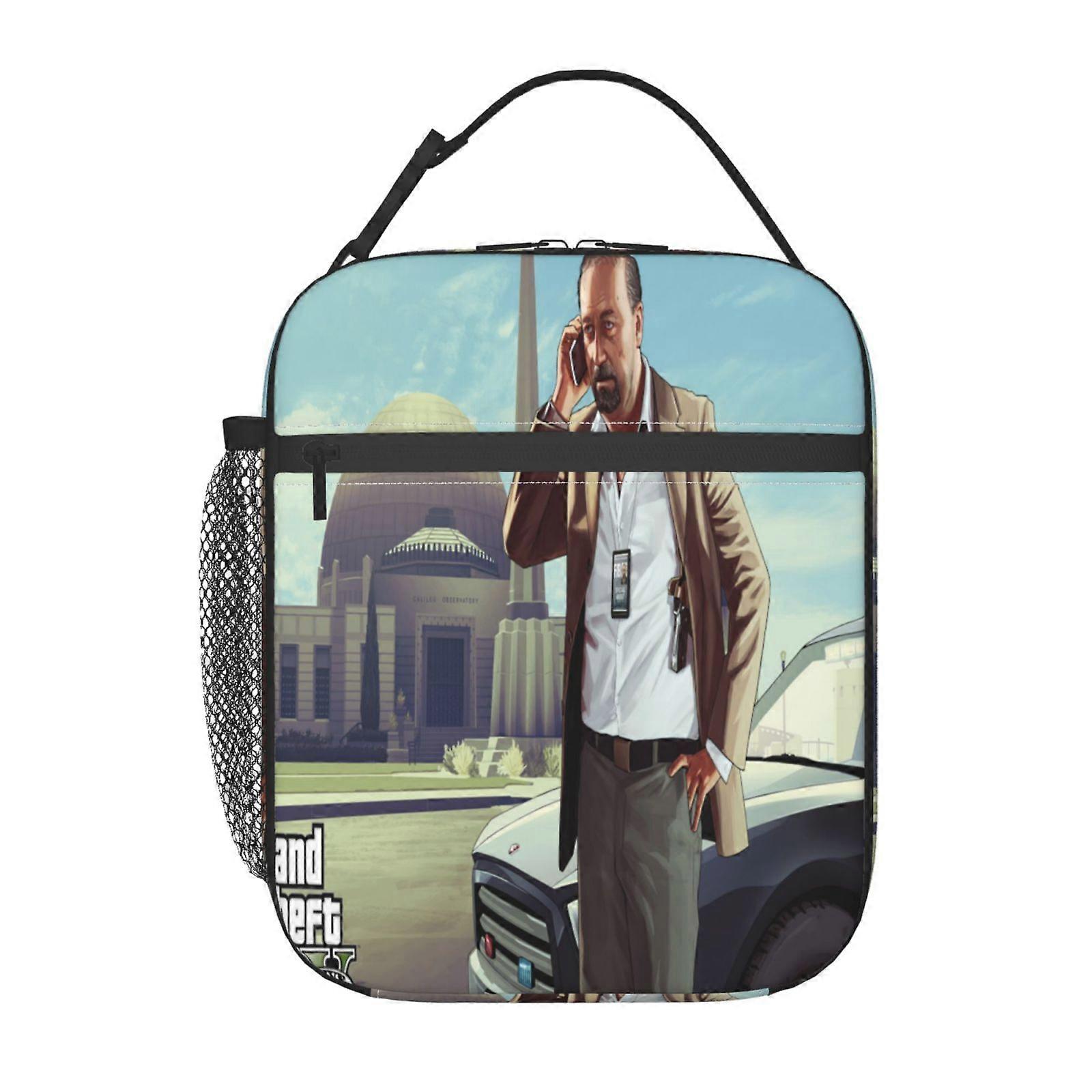 t102 Grand Theft Auto Lunch Bag Transparent Front Panel, Quick-View Design Without Opening, Time-Saving for Busy Professionals j102