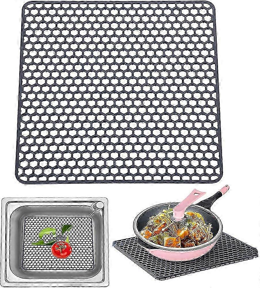 Large Silicone Sink Mat, Multi-Purpose Kitchen Drainer & Trivet