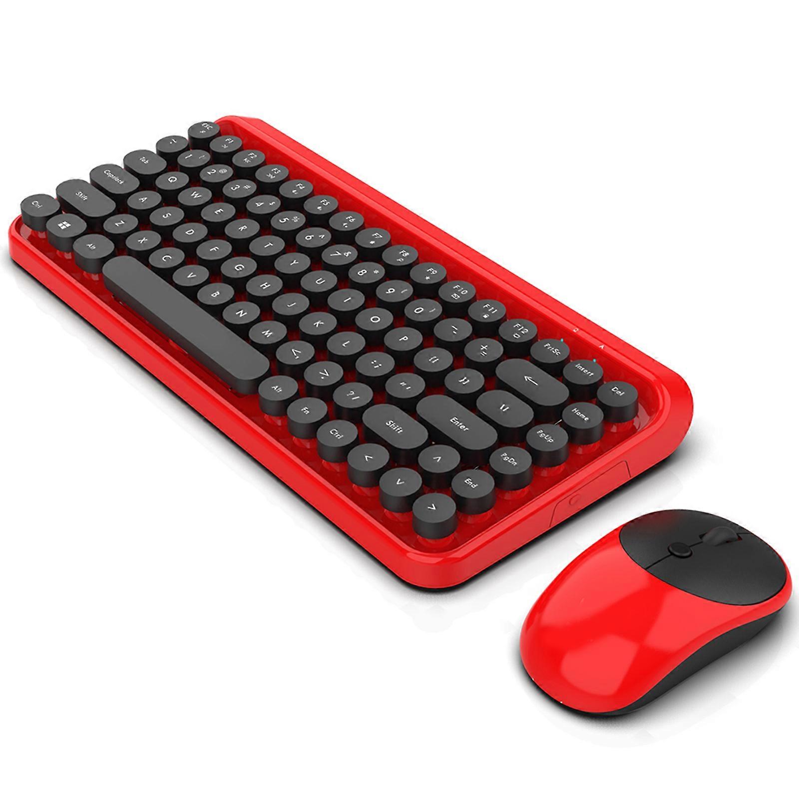 Keyboard Mouse Set 2.4G Wireless Round Buttons Adjustable Keys Keycaps Kit Offic