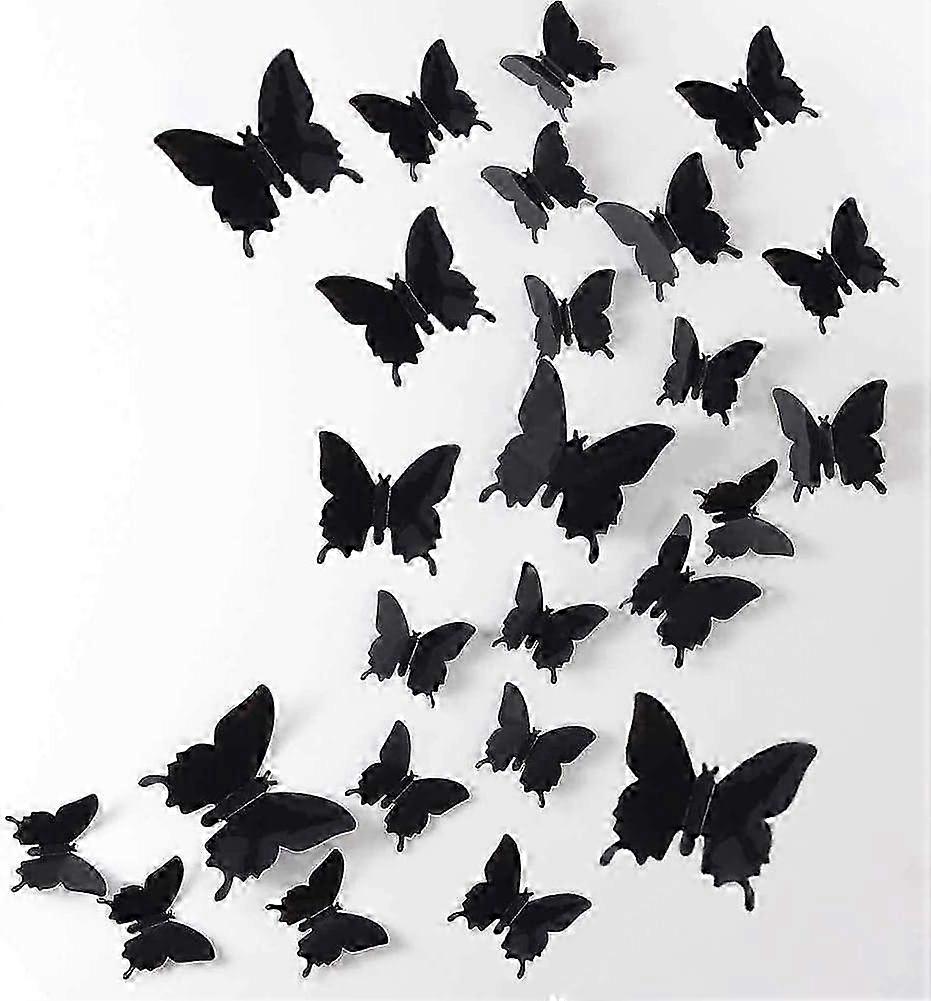 3D Butterfly Wall Decor, 48PCS (Black)