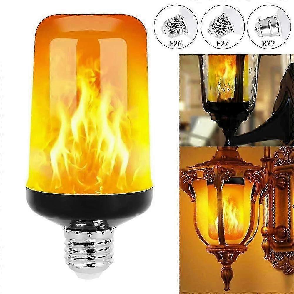 2pcs E27/e26/b22 Flame Light Bulb,5w Led Flame Effect Light Bulb With 4 Lighting Modes,indoor Outdoor Decorative