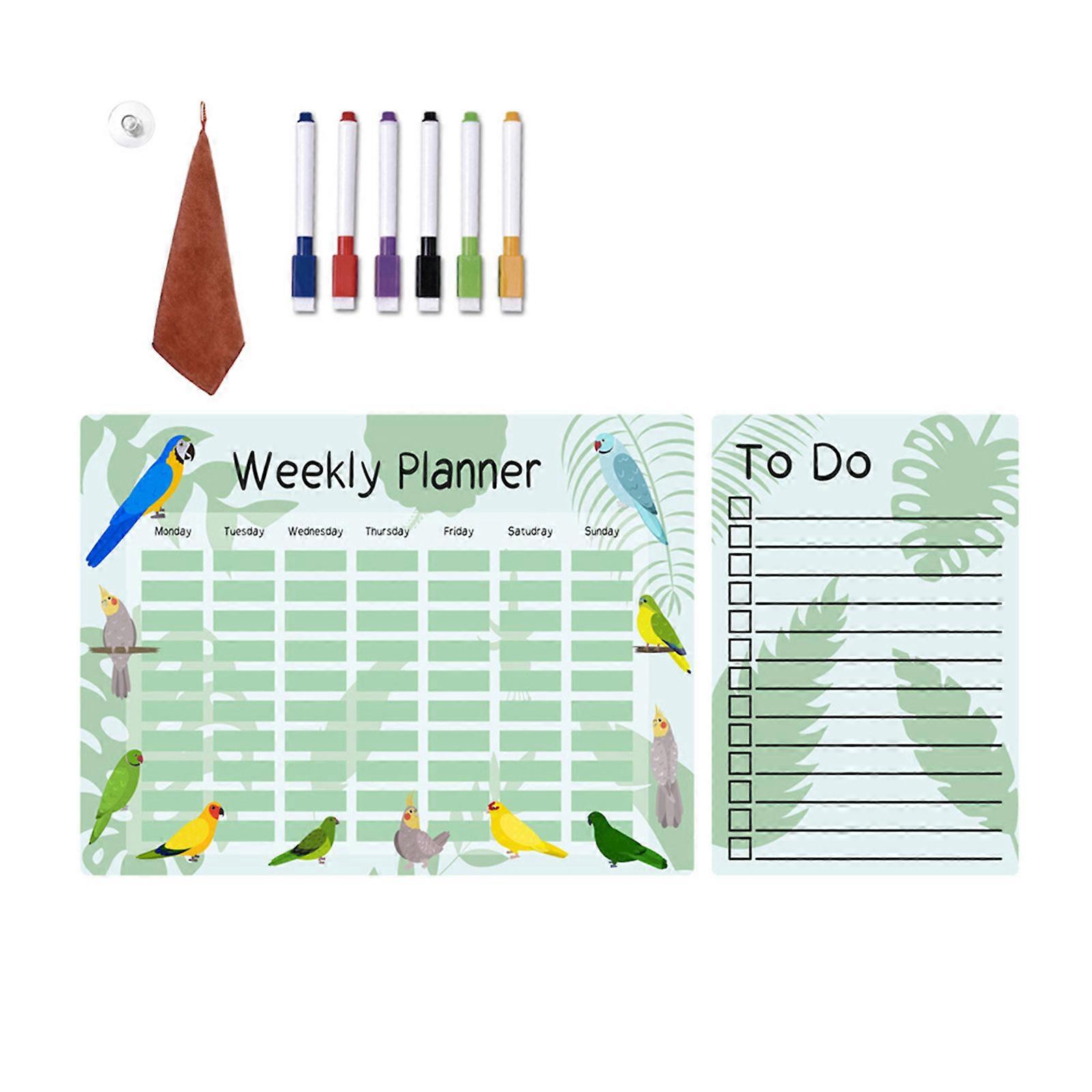 Fridge Calendar Weekly Planner Memo Board Magnetic Whiteboard Calendar Monthly To-do-list Board Grocery Shopping List