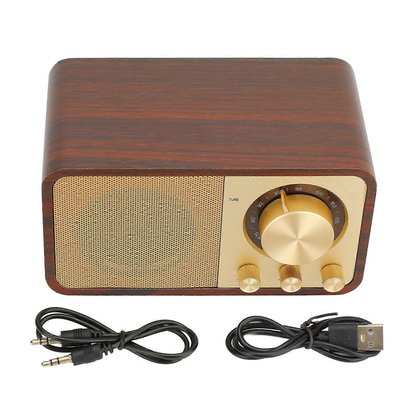 Retro Wood Bluetooth Speaker with Clear Sound, Portable Vintage Design for Any Space