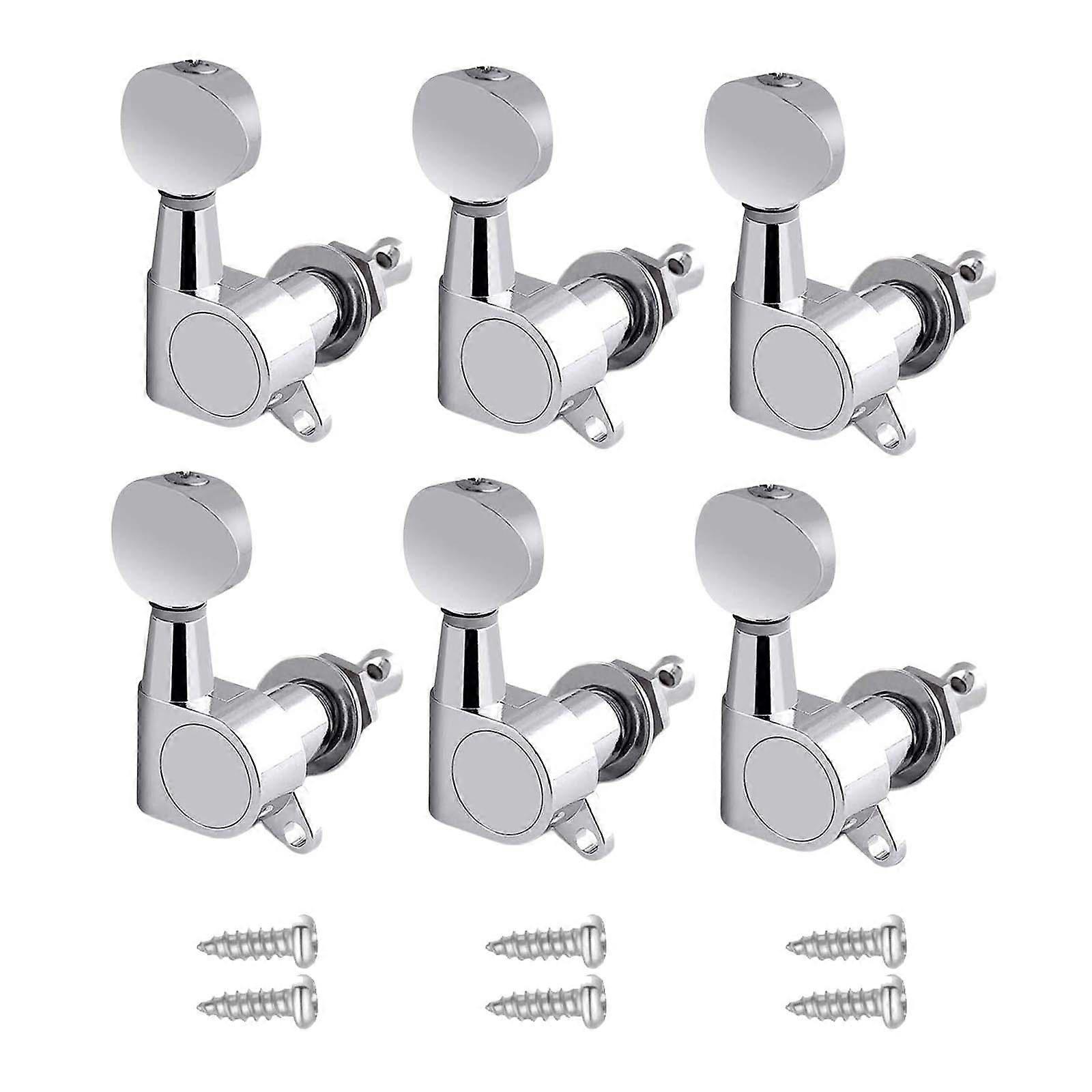 6 Pieces Guitar Tuning Pegs Tuning Keys Easy to Install Repalce Broken Parts Argent 6R