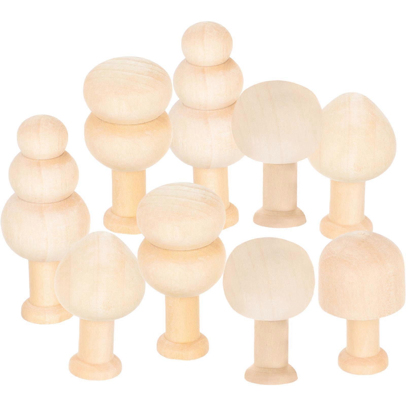 Mushroom Baby Toy 10Pcs Wooden Mushroom Model Assorted for Kids DIY Decoration