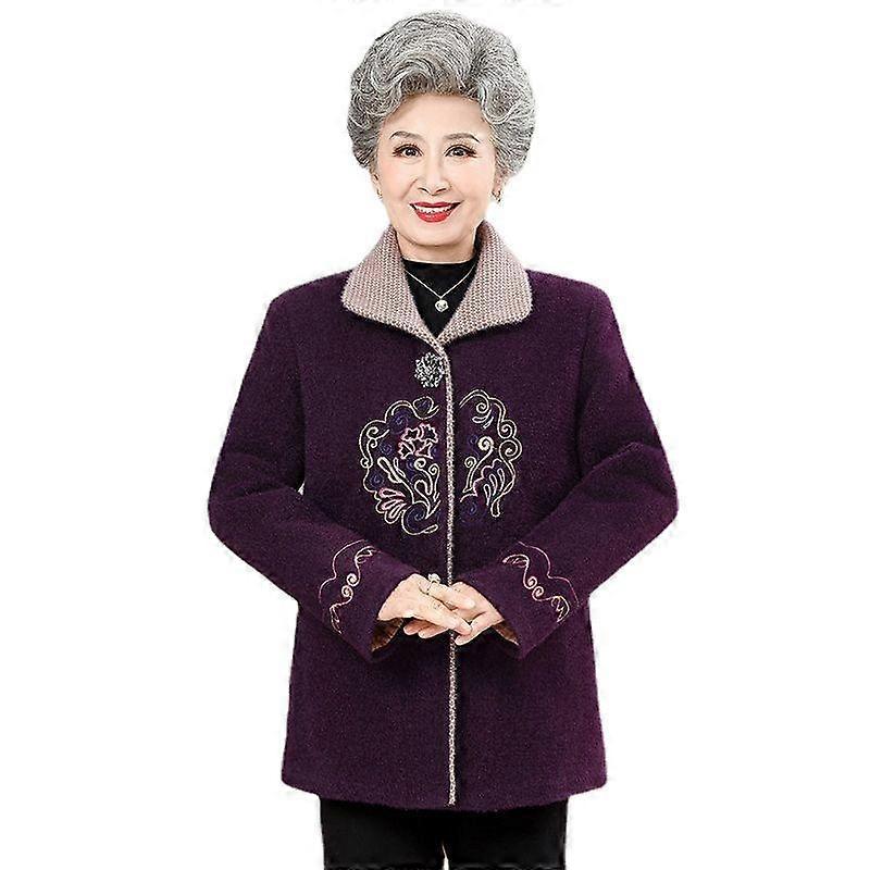 Haină îngroșată pentru femei în vârstă Jachetă cu parcoat cald din cașmir de nurcă artificială