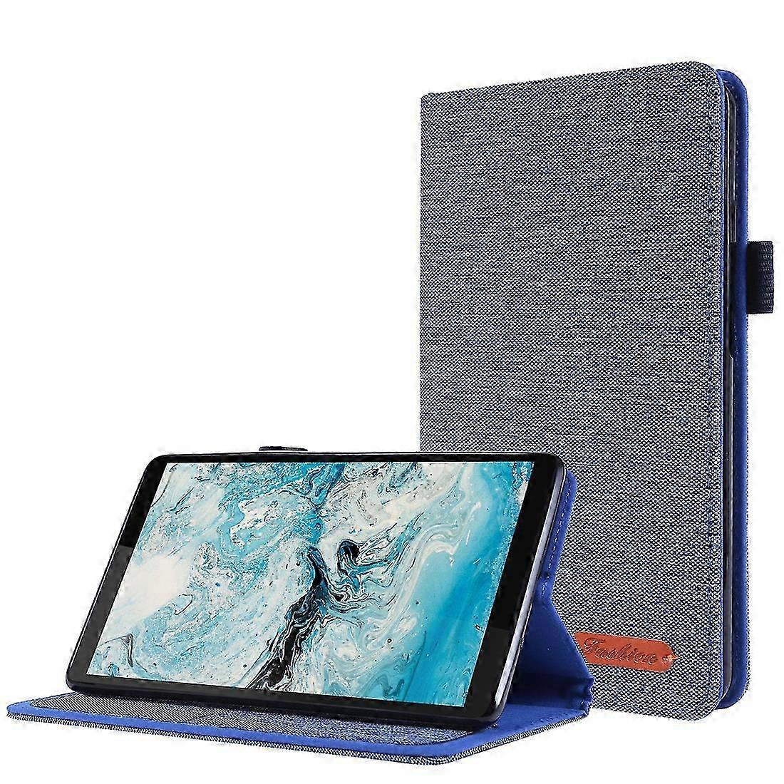 For Lenovo Tab M7 Horizontal Flip TPU + Fabric PU Leather Protective Case with Name Card Clip 2025