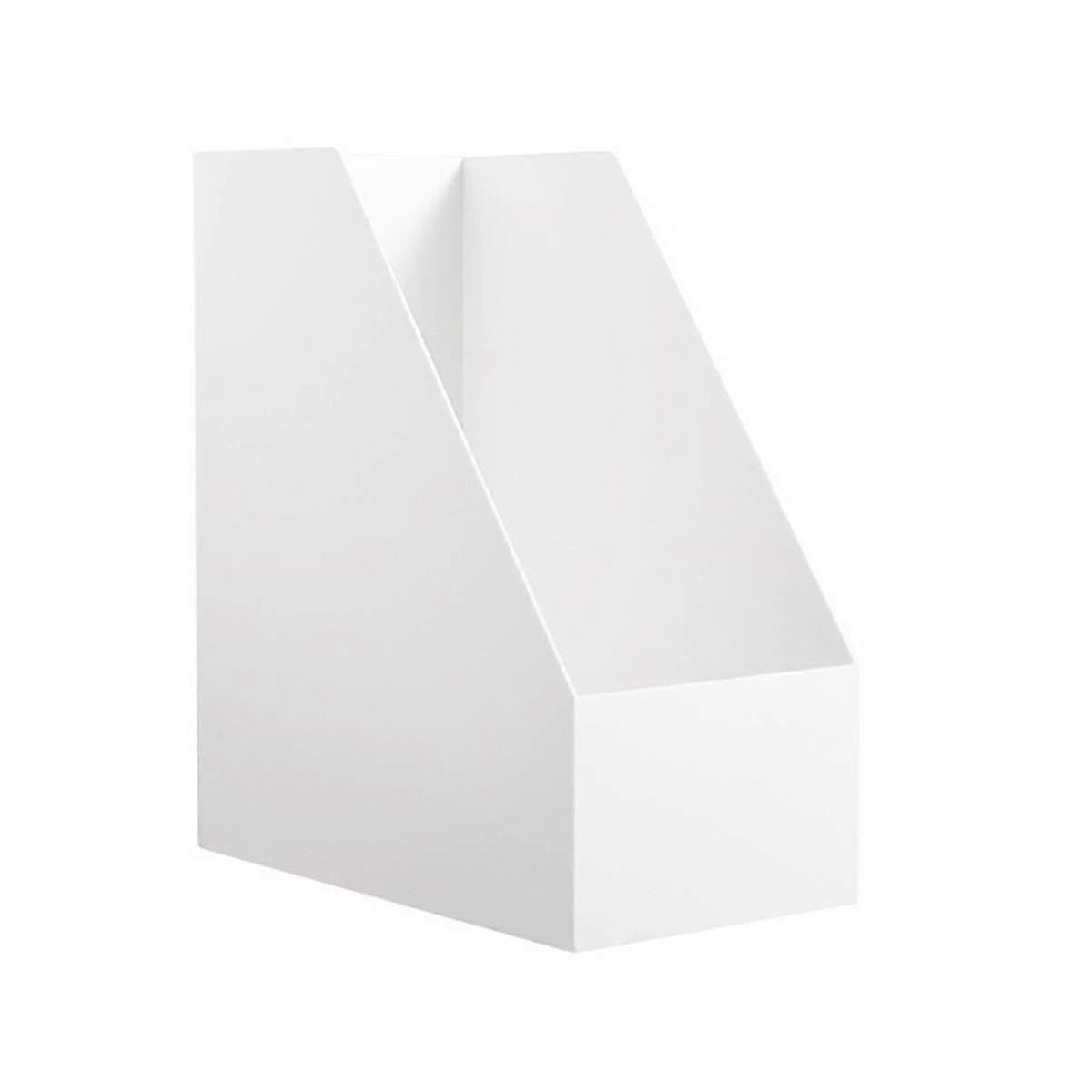 Desk Book Organizer Rack - Stackable Office Storage Box for Stationery, White