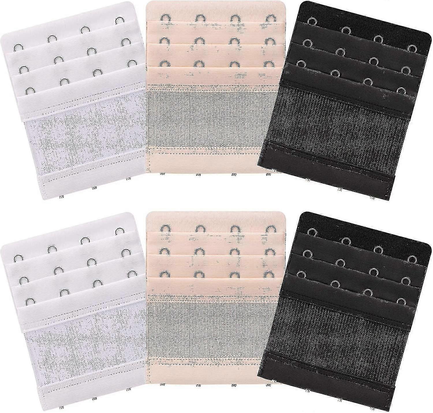6PCS Women's Bra Extenders Elastic Comfortable Adjustable Extension Strap 4 Hooks 3 Rows