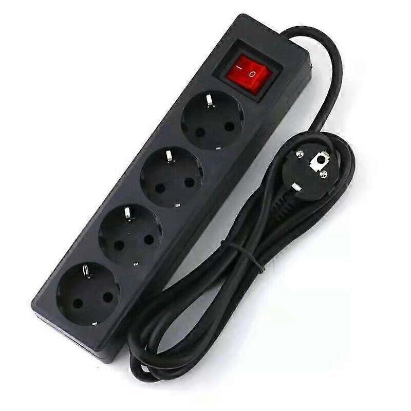 4-socket 16A 2P power strip with switch, 3M extension cord 230V, black
