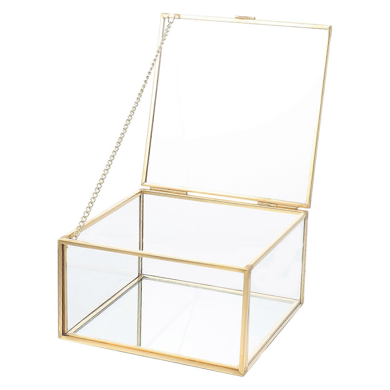 Earrings Organizing Case Transparent Small Items Storage Case Travel Use Copper Dust-proof 1Set