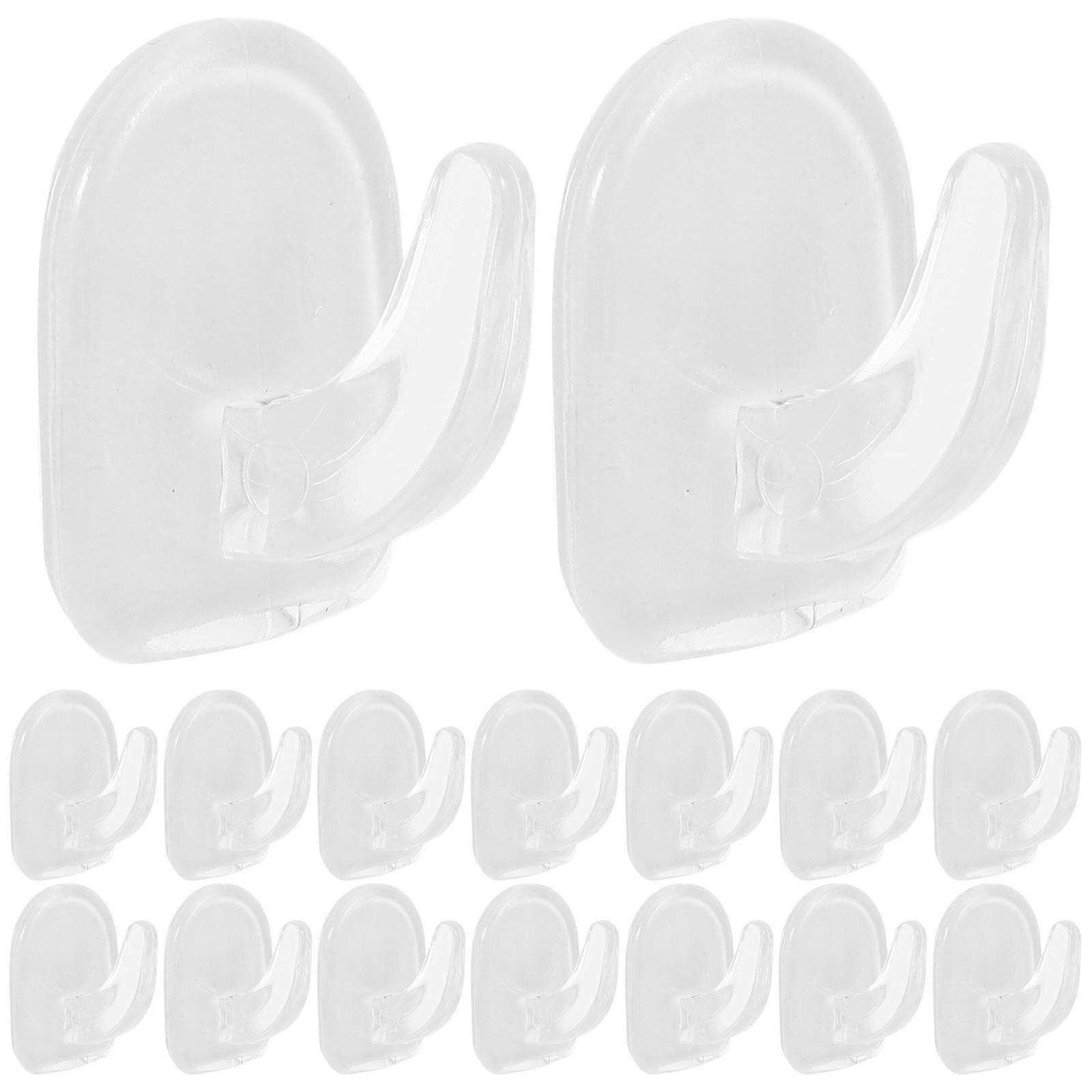 30PCS No Drill Transparent Horn Hooks with Strong Adhesive – Wall Mounted Brackets for Towels, Keys, and Caddy – Smooth Surface Support, Minimalist