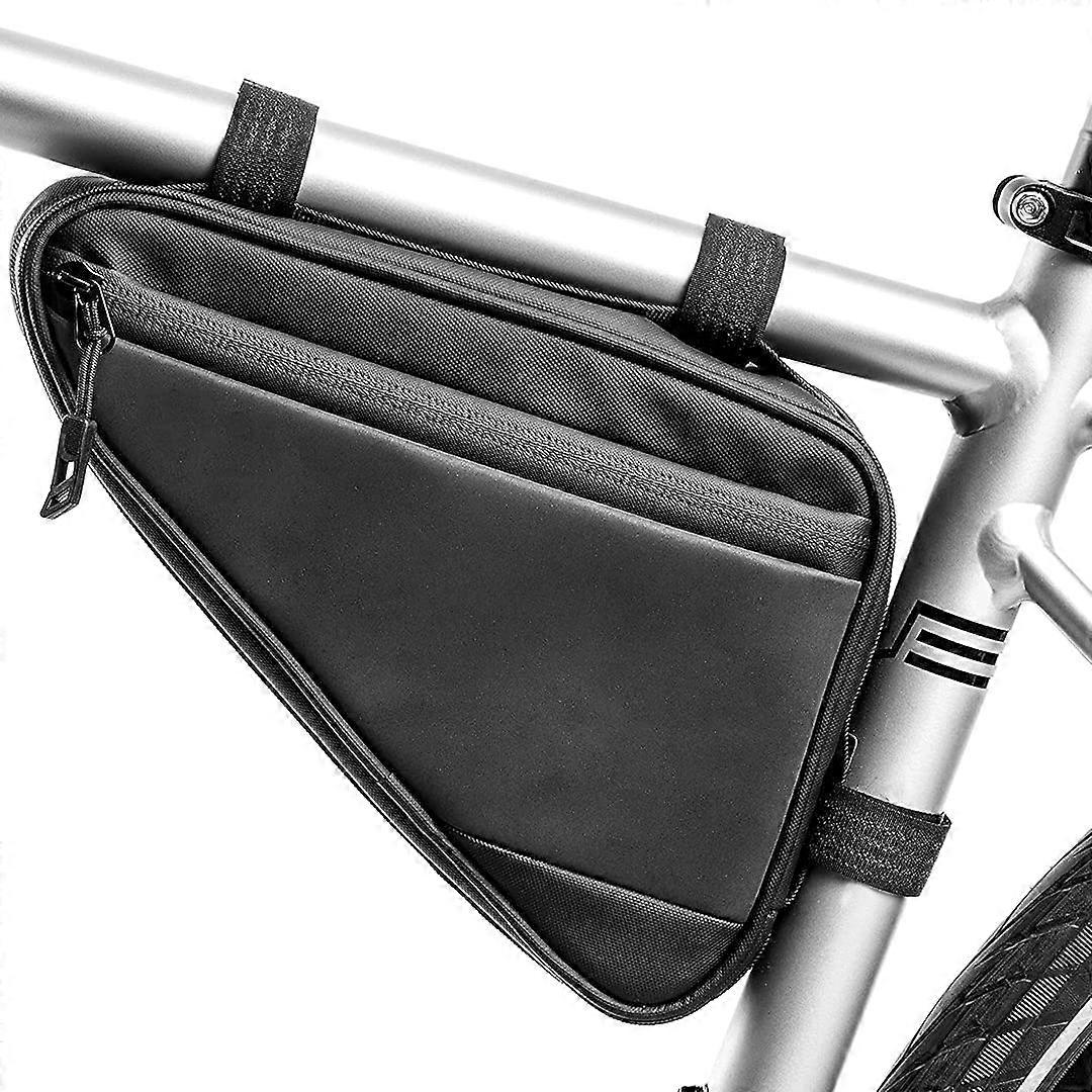 bicycle triangle frame bag, black, waterproof, reflective, Velcro fasteners