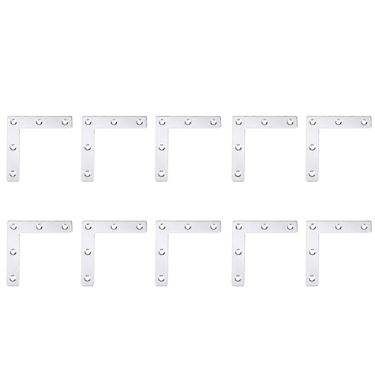 Flat Angle Fixing Plate L-Shape Corner Angle Brackets Construction Repair Work Silver 80mm*80mm Fixed Plate Connector 10Pcs