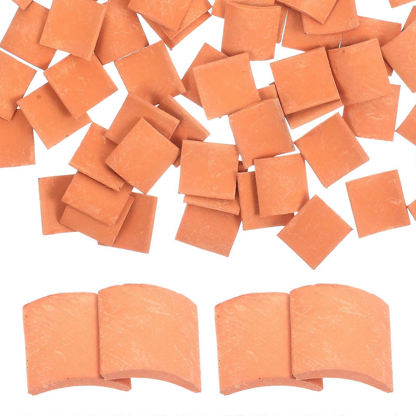 Roof Tiles Model Miniature Roof Tiles Orange Rectangular DIY Theme 80Pcs