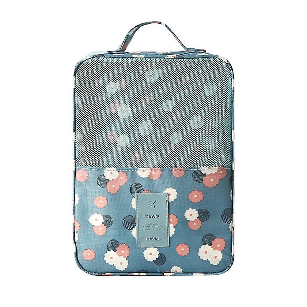 Waterproof Shoe Bag for Travel Camping Rectangular Two-Layer Design Sky-Blue 1Set