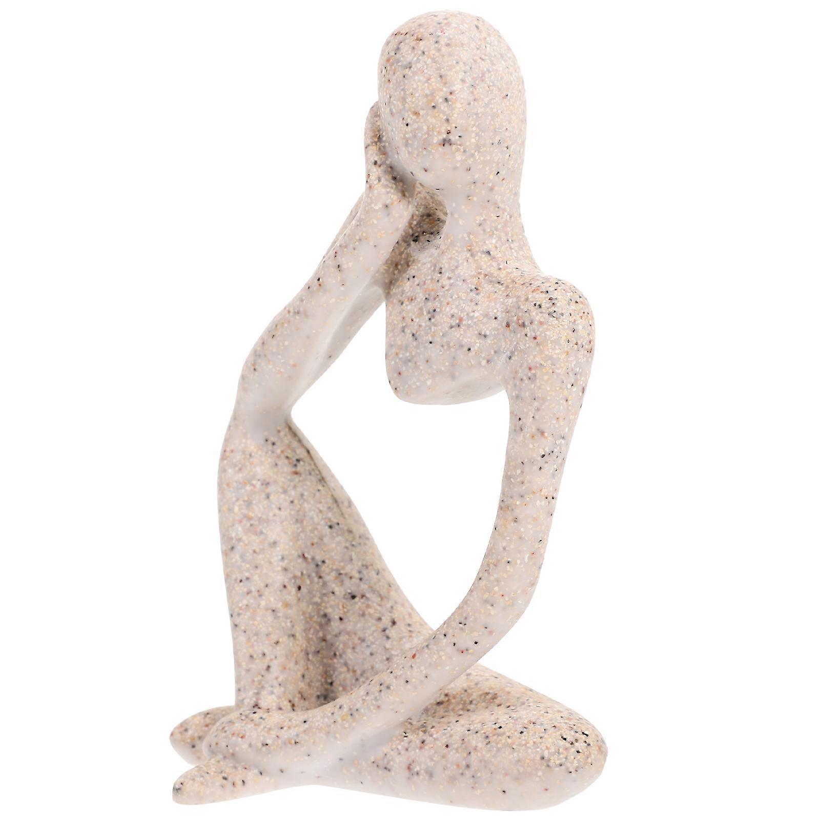 Abstract Thinker Statue Modern Style Bookshelf Decor Light Yellow 9x5.6x12.5cm 1Set