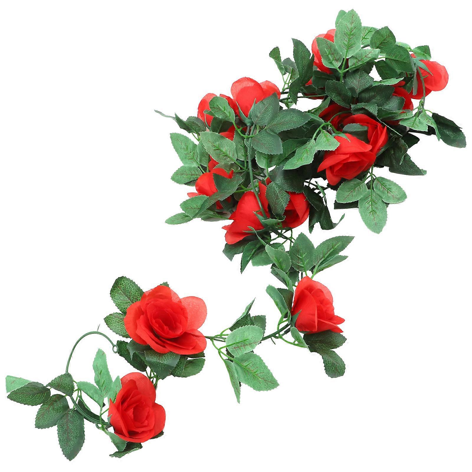 Fake Rose Garland Vine Decoration Air Conditioner Tube Cover Multi-Color 230X10X5CM High Simulation For Indoor Use 1Pack