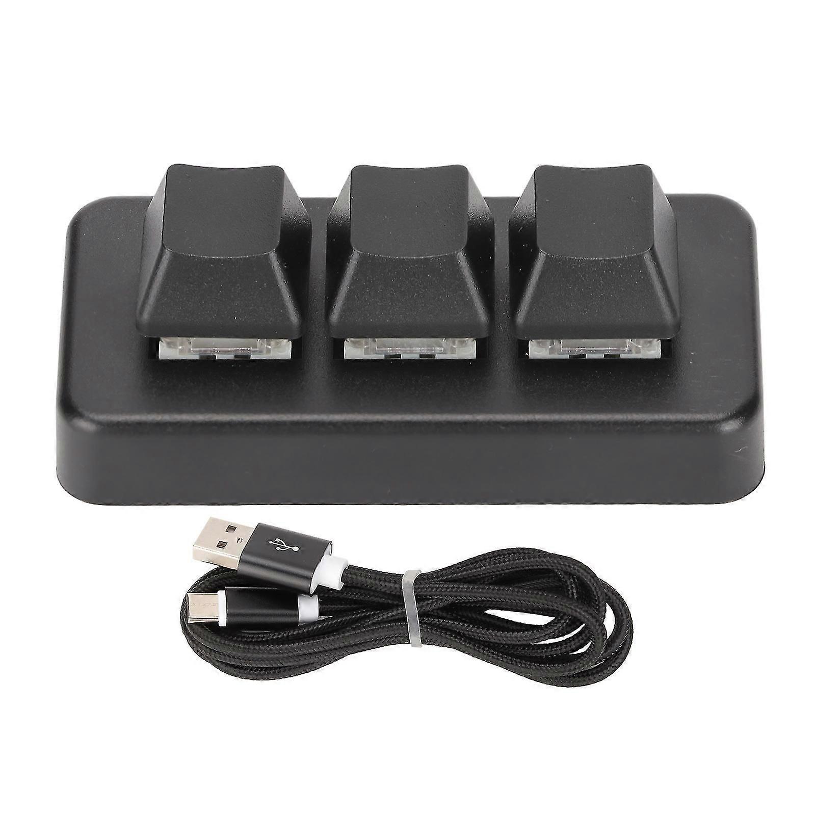 RGB Backlit Mini Mechanical Programmable Keypad with 3 Keys for Computer (Black)