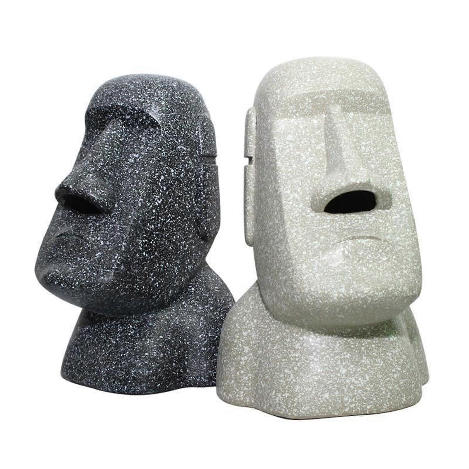Tissue box holder, creative design with stone person portrait with paper towel for drawing, ideal for home decoration and functional use white
