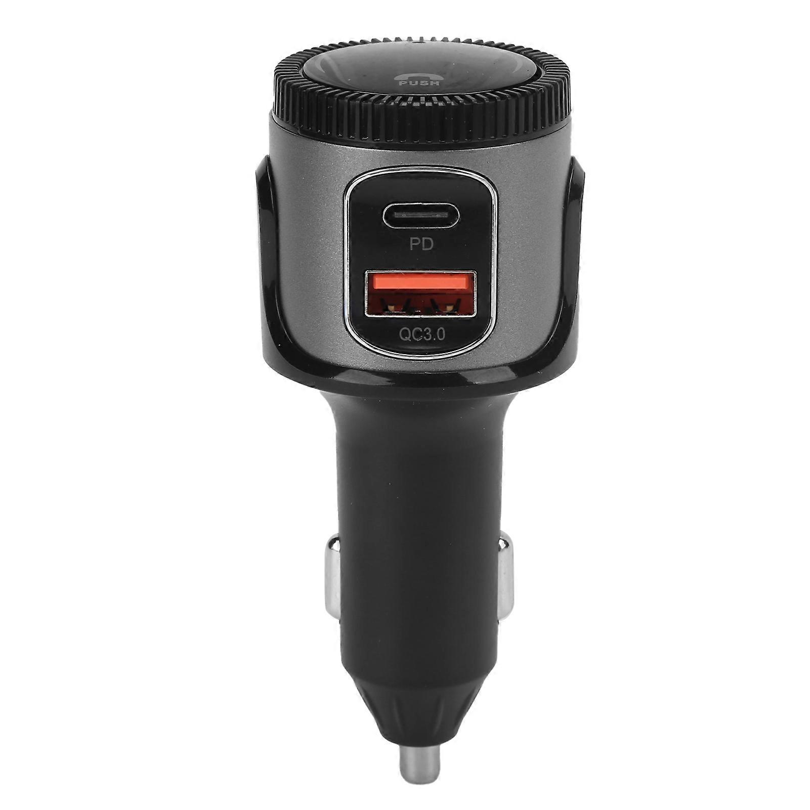 Bluetooth Car FM Transmitter QC3.0 PD Type-C Fast Charging Hands-Free Calling Compatible with 12-24V Vehicles Supports Music Playbac