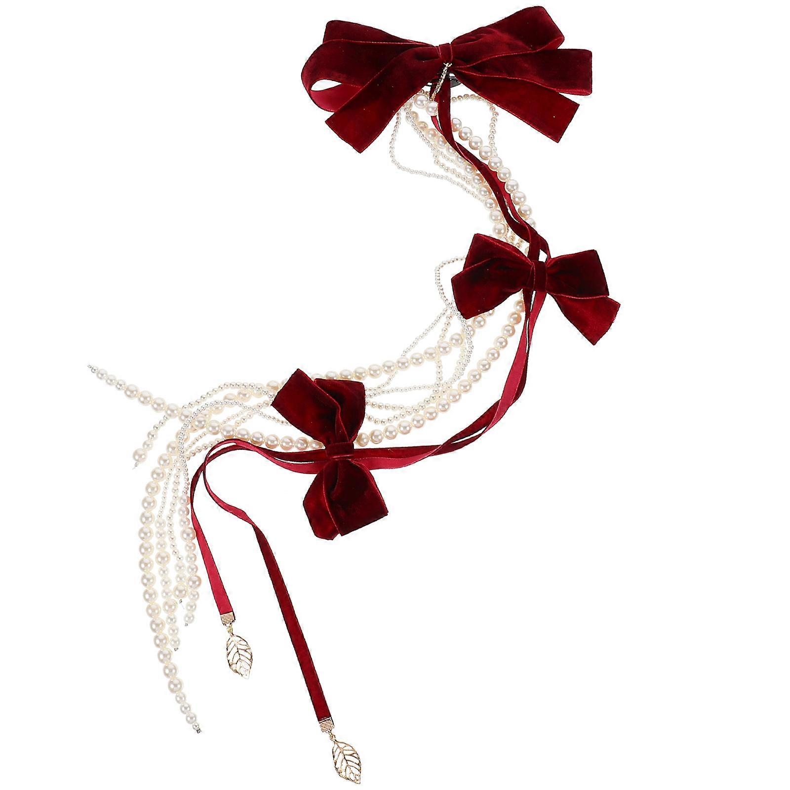 Coiffure de perle simulée Bowknot Design Épingle à cheveux de mariage 1Set