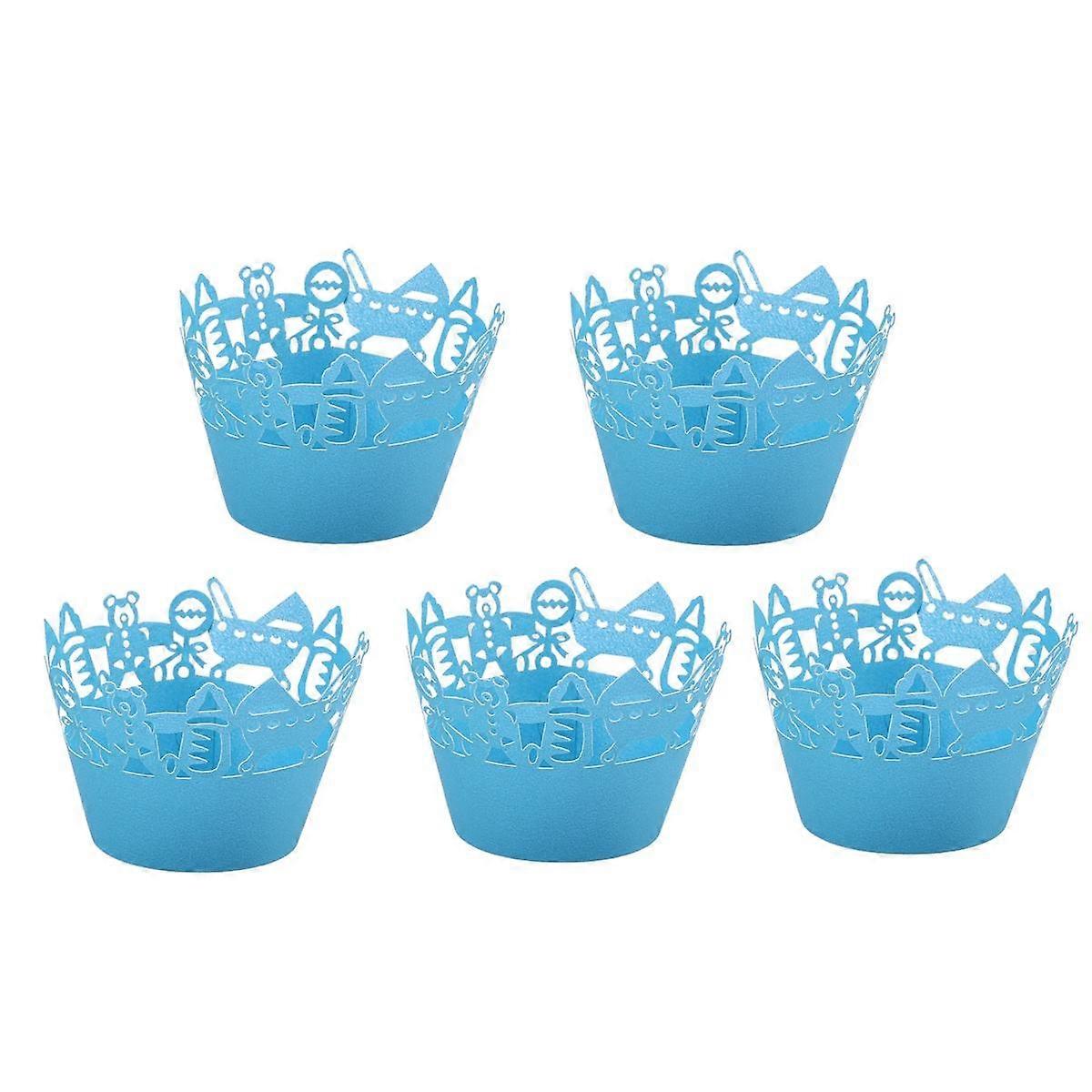 Cupcake Liners Lace Cupcake Wrappers Elegant Baking Paper Cup Wraps Blue 50Pcs
