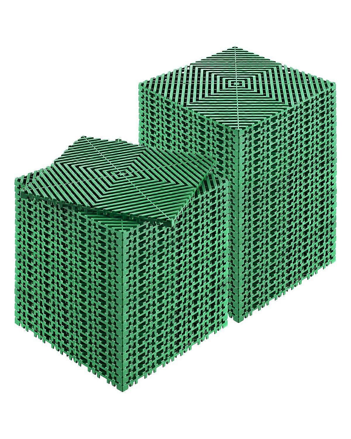 Interlocking Drainage Mat, 50 Pcs Modular Interlocking Cushion, 12 x 12 Non-Slip Green PP Drainage Floor Tile and Shower Mat