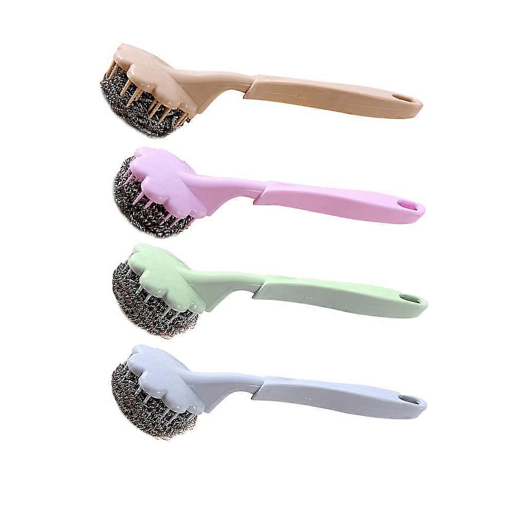 Escova de arame de aço com cabo para limpeza de cozinha, pacote com 3 peças