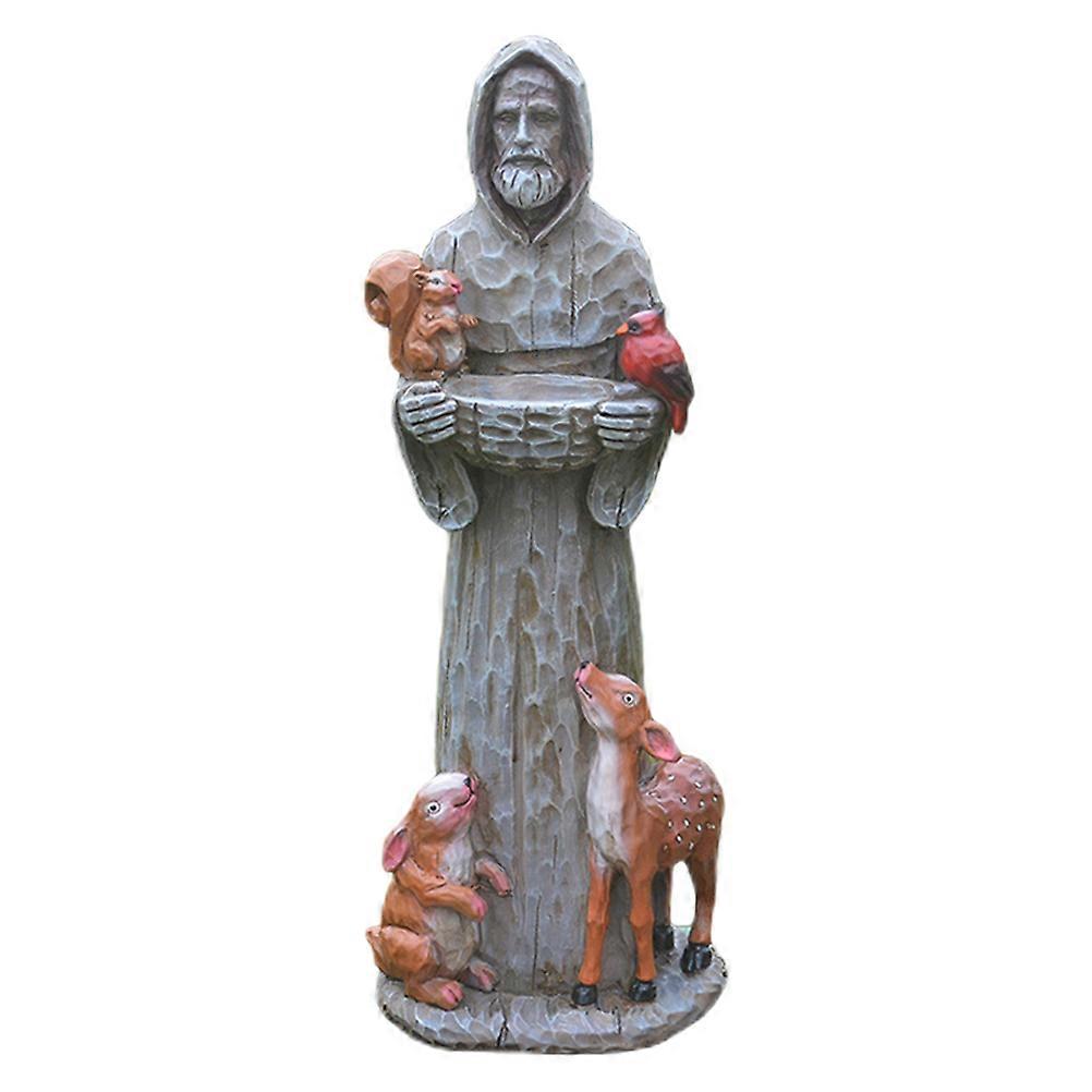 Durable Bird Feeder Statue Garden Decoration with Feeding Tray for Outdoor Use on Lawn and Patio