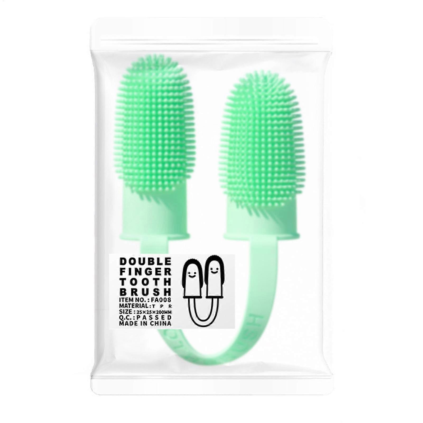 Finger toothbrushes for dogs and cats – comfortable twofinger design, cyan blue, 1 piece