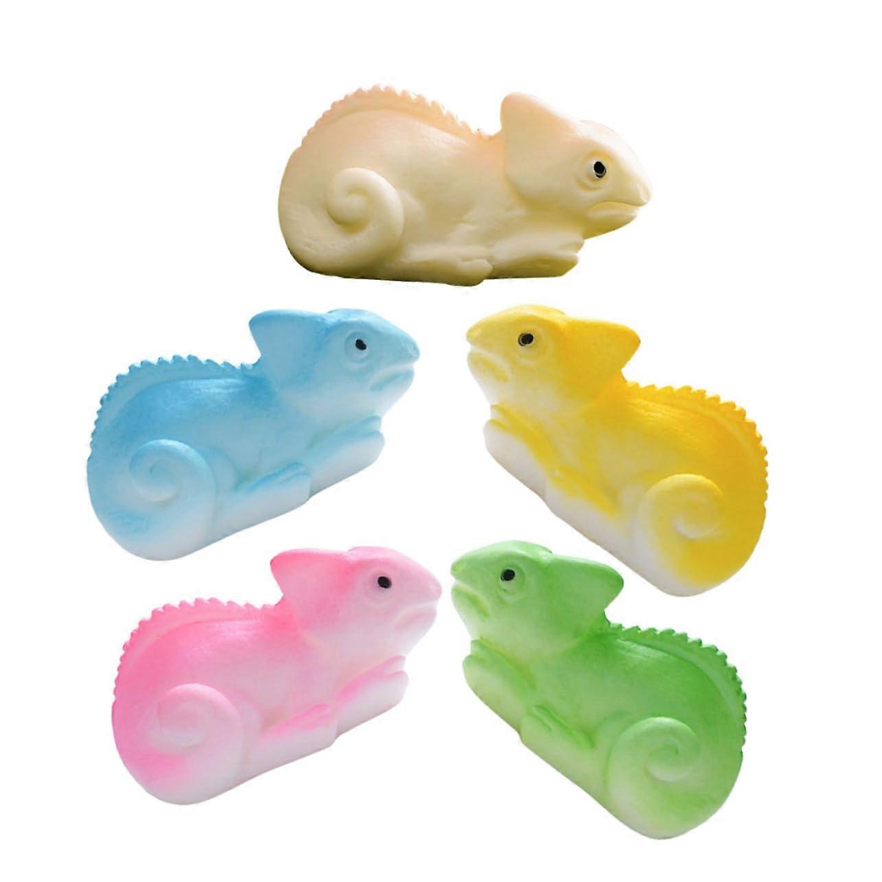 Miniature Lizards 5-Pack Resin Animal Figures for Garden Decor, Micro Landscape Accessories, Reptile Party Favors