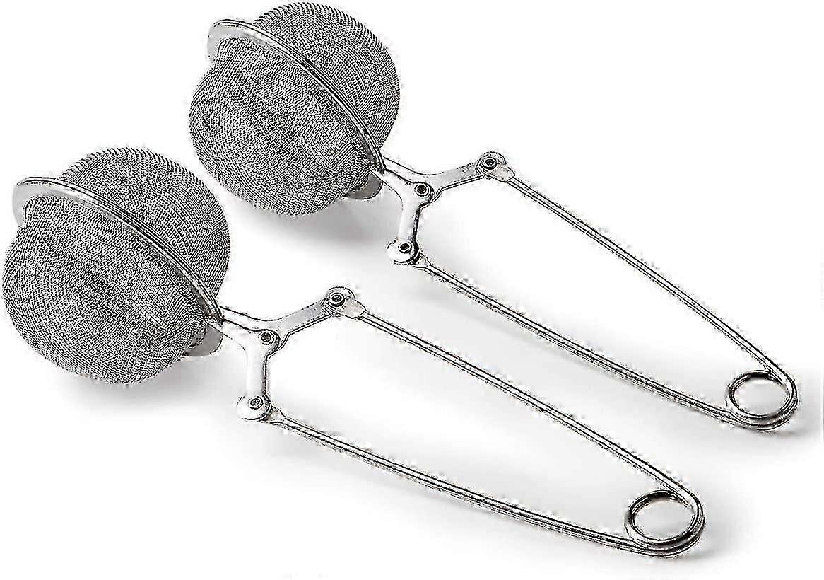 Stainless Steel Loose Leaf Tea Mesh Strainer Snap Ball Tea Infuser (Silver) - 2 Pack