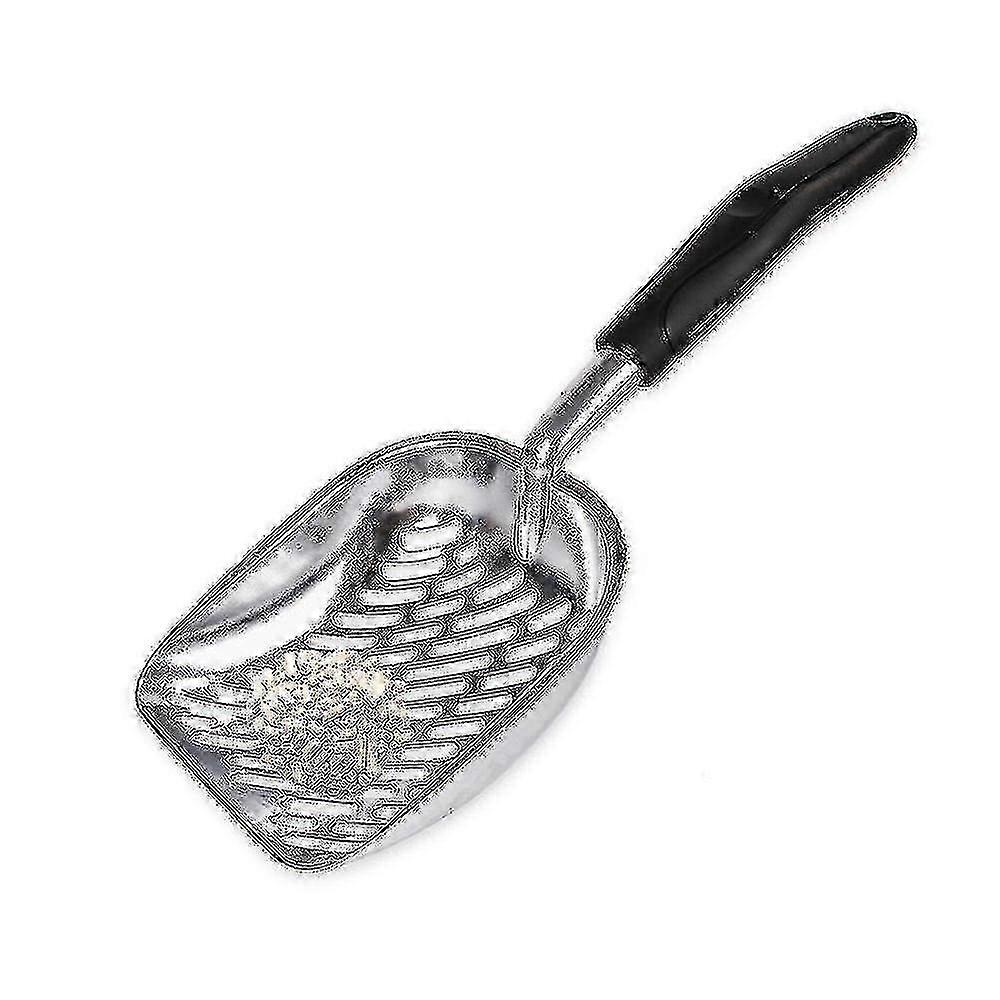 Durable Solid Metal Cat Litter Shovel for Pet Use (34.5*14.4cm, Black)