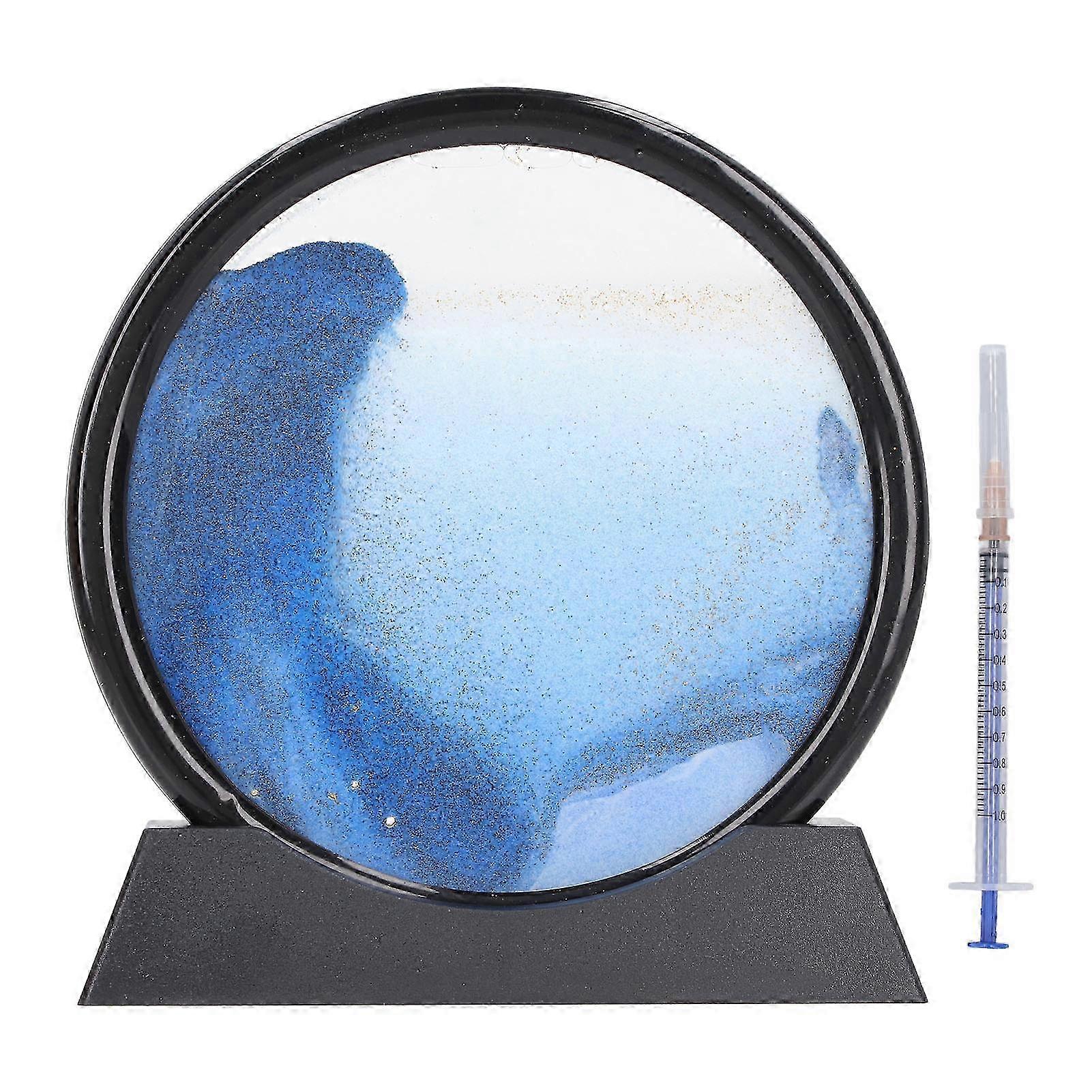 3D Flowing Sand Art Picture - Stress Relieving Quicksand Painting Decoration for Living Room or Wine Cabinet in Blue