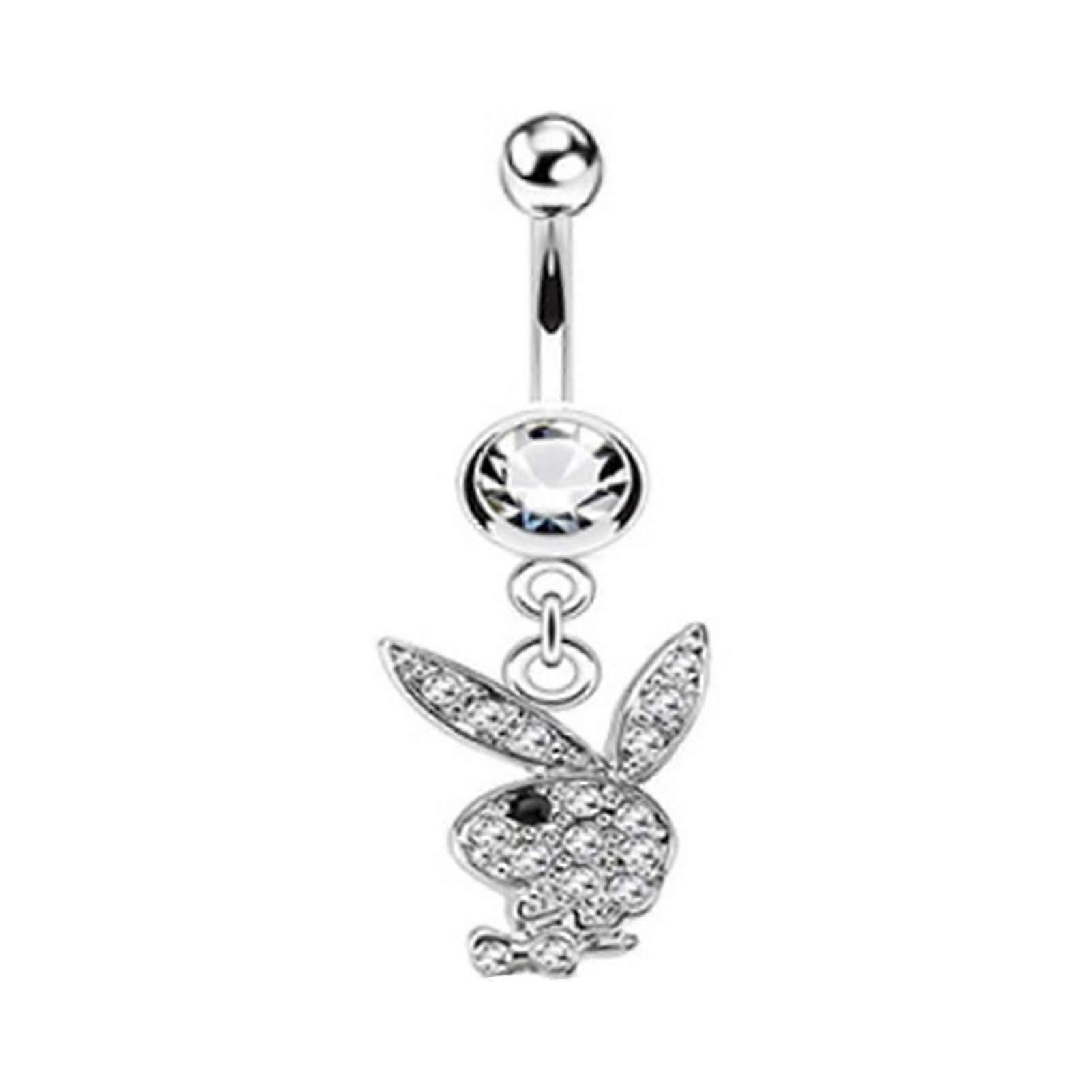 Belly Button Ring Body smykker Dangle Cute Bunny Lett rustfritt stål
