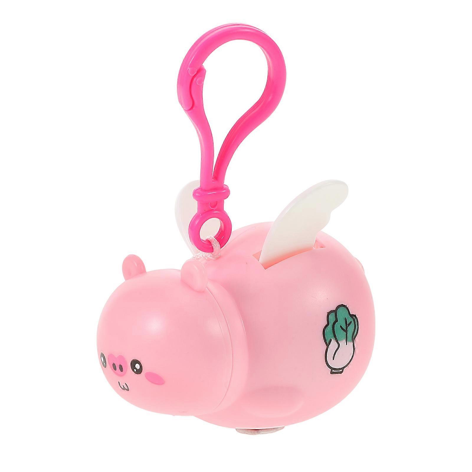 Cute Pig Key Chain Pink Plastic Pull-String Flutter Decorative Keychain for Decoration Use