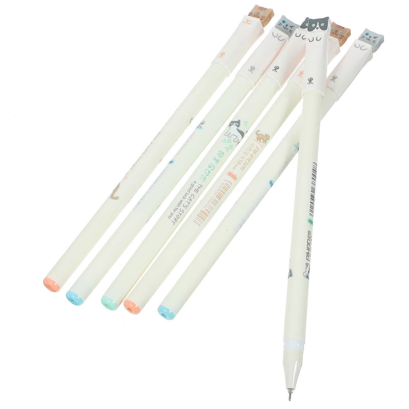 Writing Cute Pen Cat Stationery School Use Plastic Material 6Pcs