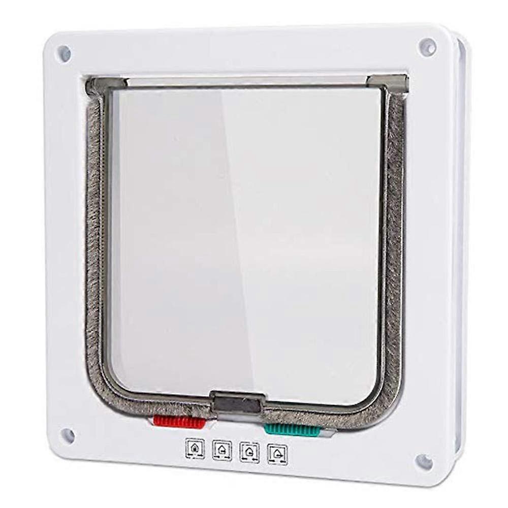 Pet Flap M Size Cat Flap Door With 4-Way Lock Safety Flap For Dog Cat Kitten Small Pet Gate Kit Cat Door 2-Pack White