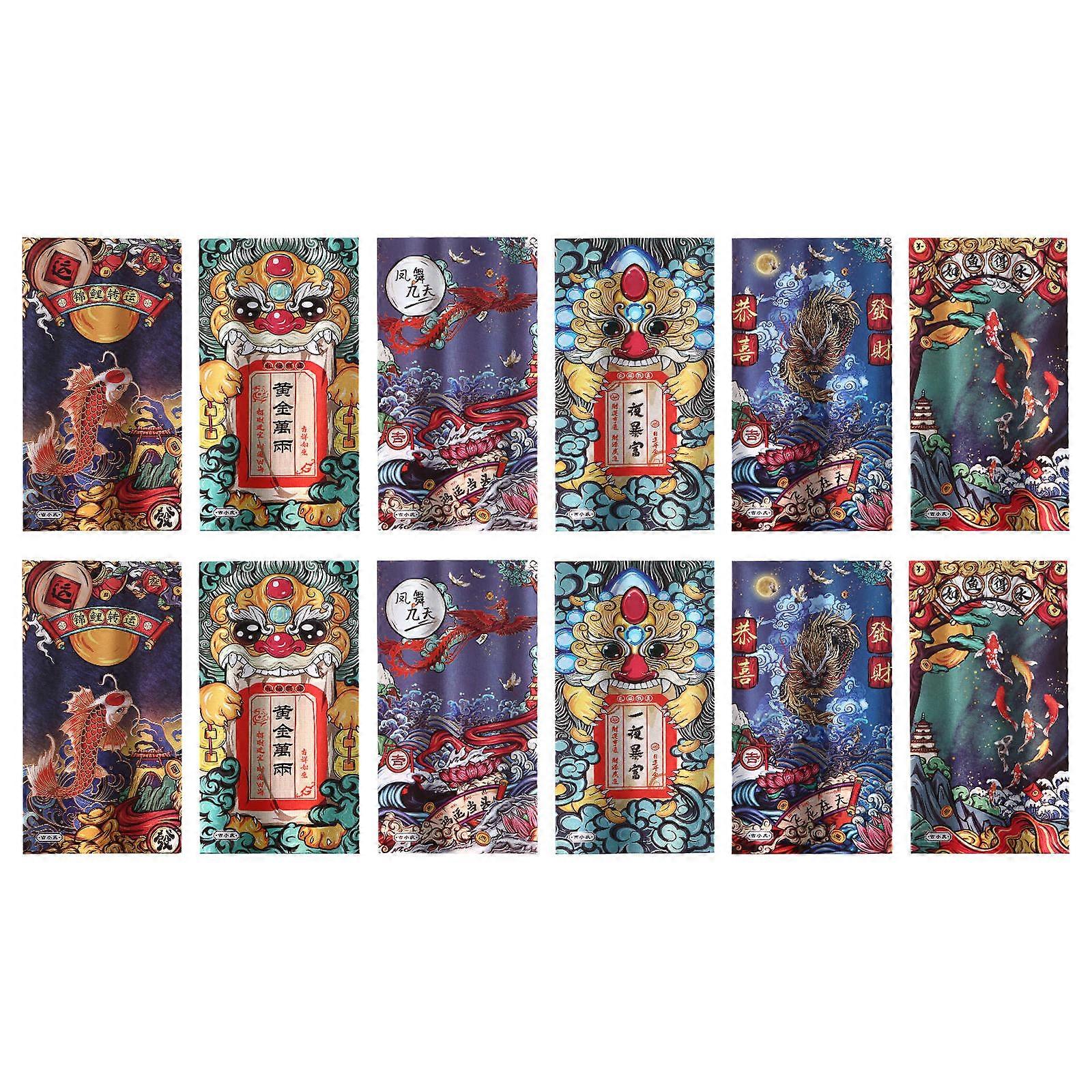 Red Lucky Money Envelopes Rectangular Chinese New Year present Container Assorted Color 36Pcs