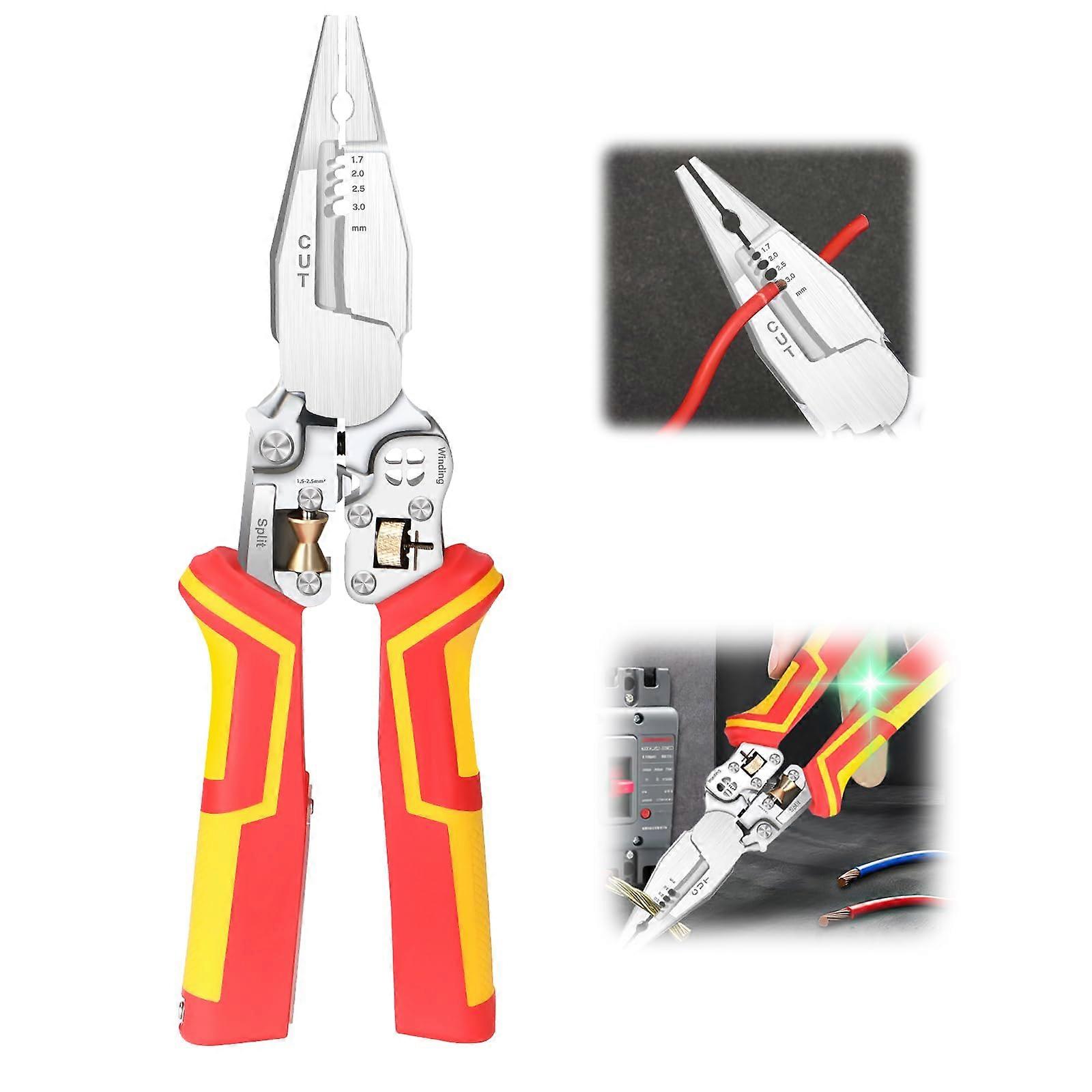 9 In 1 Wire Stripper With Current Measuring Function, Cable Shears, Voltage Tester Pliers, Electrician Pliers