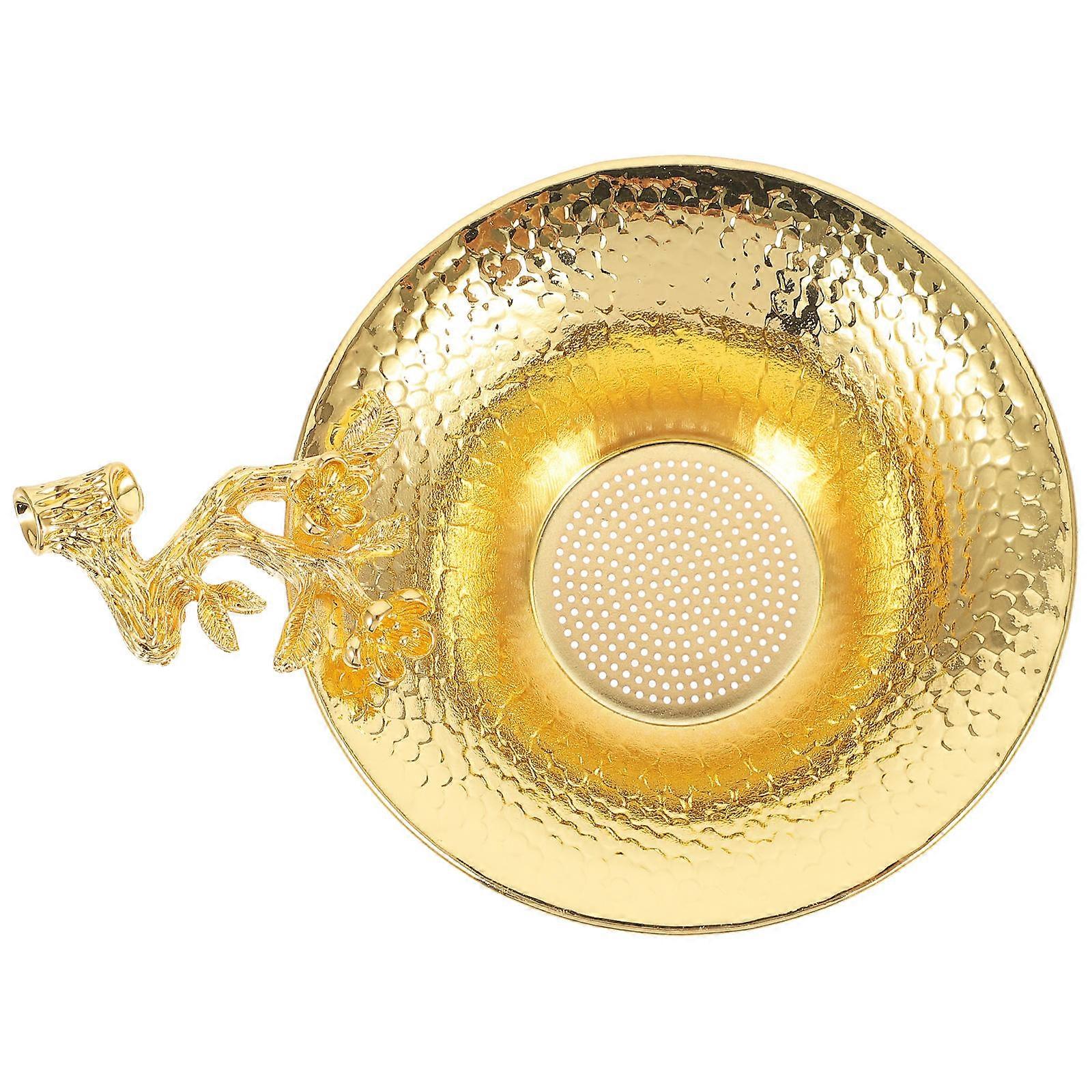 Delicate Copper Tea Strainer with Blossom Design, High Temperature Resistant Infuser Filter