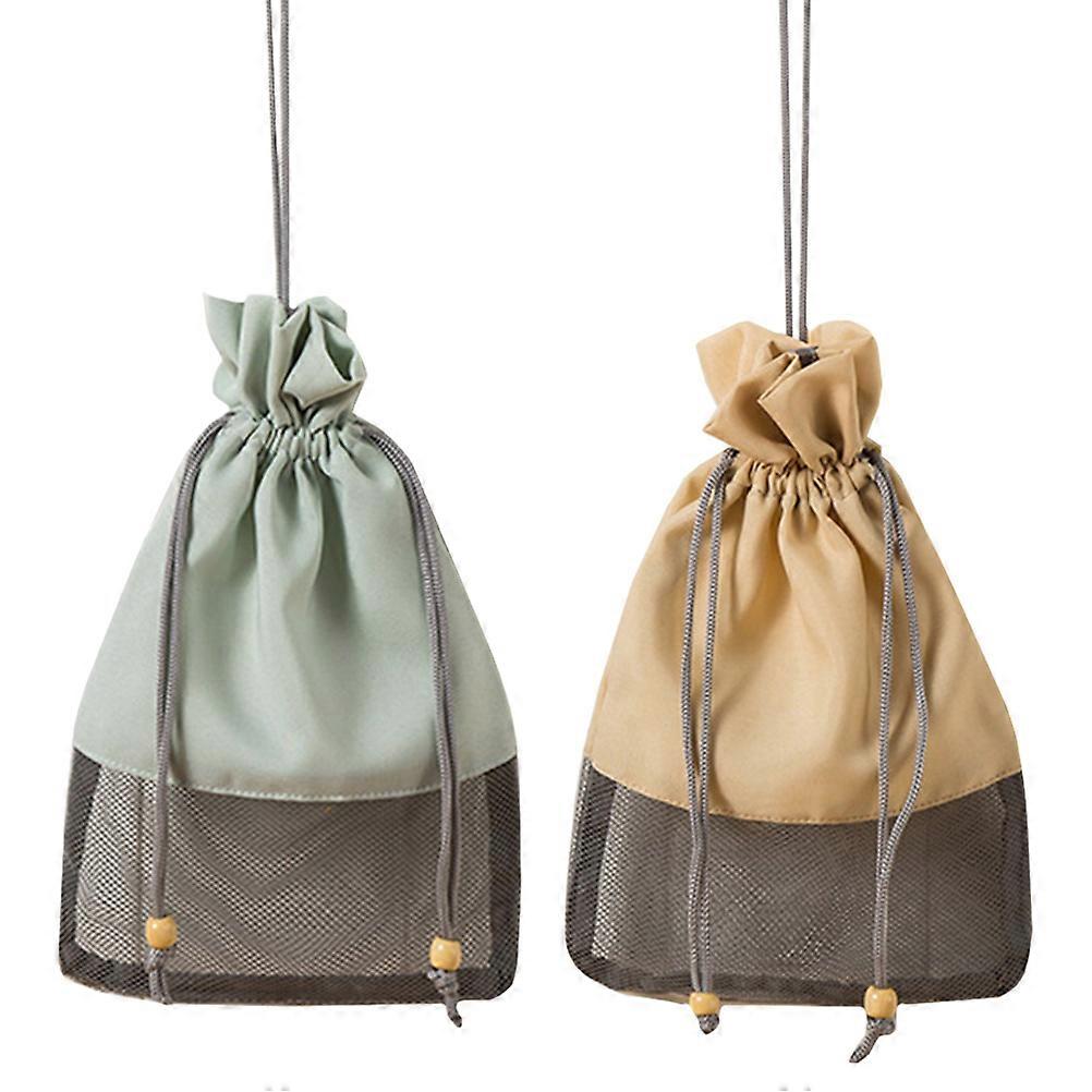 Reusable Portable Hanging Vegetable Mesh Bag for Home Use Assorted Color Polyester 2 Pcs