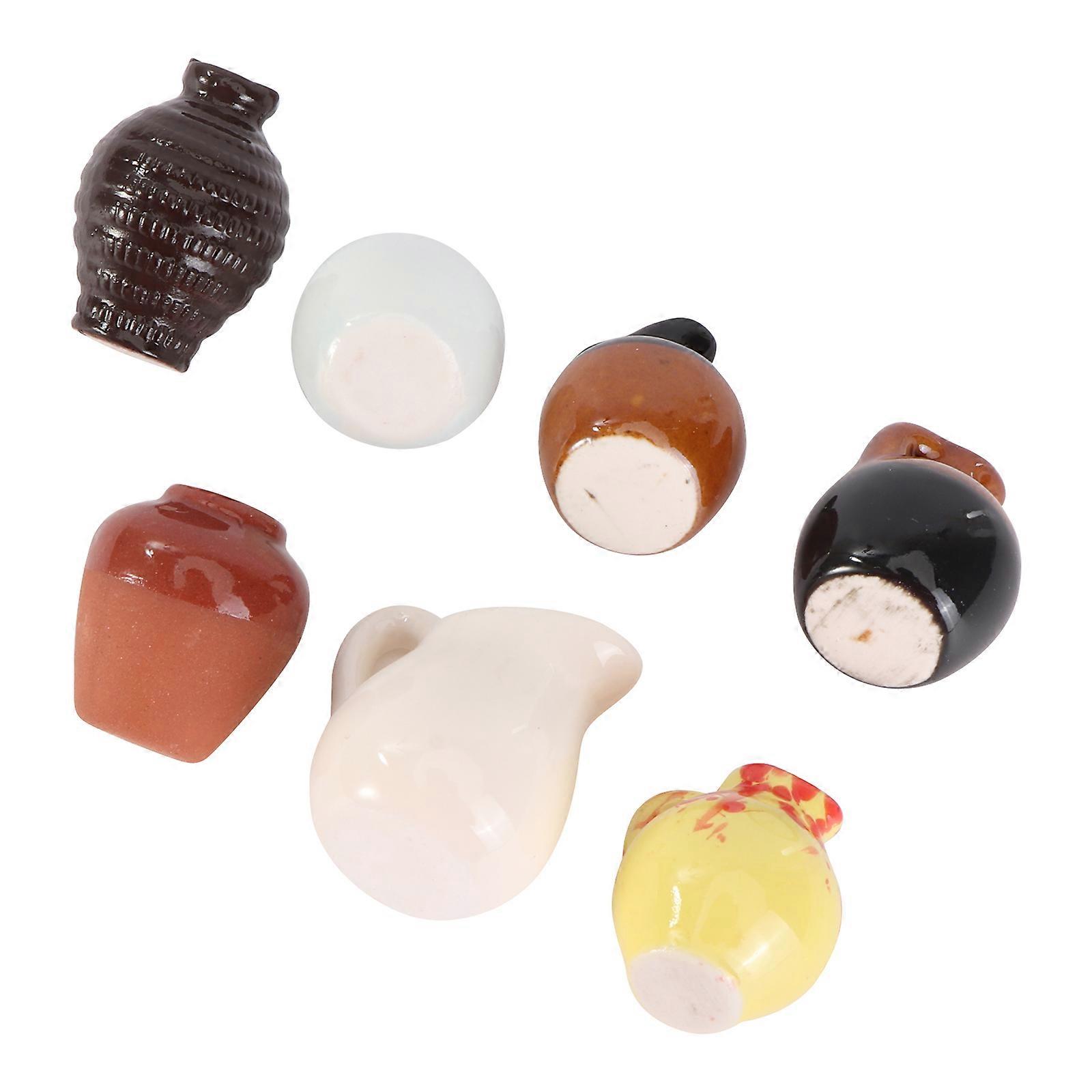 7Pcs Mini Ceramic Vases Decorative Micro Landscape Props Assorted Colors