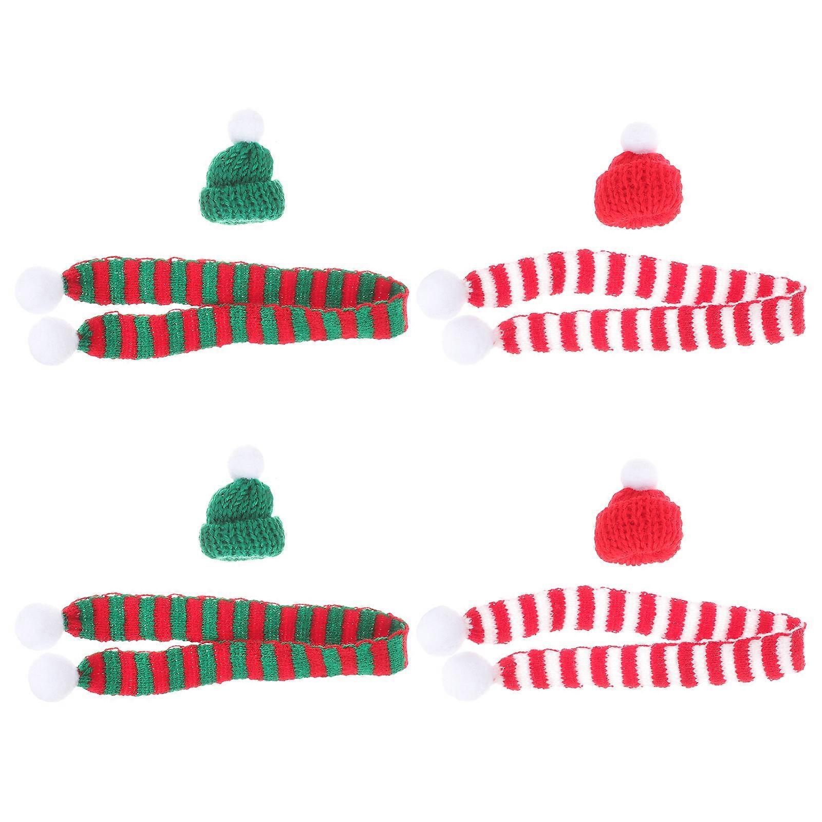 6pcs Mini Christmas Caps with Yarn Scarves – Festive Holiday Decor for Bottles, DIY Crafts & Family Gatherings